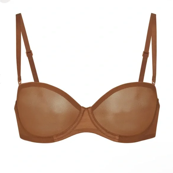 🧡SKIMS ULTRA FINE MESH STRAPLESS UNDERWIRE BRA IN BRONZE 34B - Picture 1 of 6